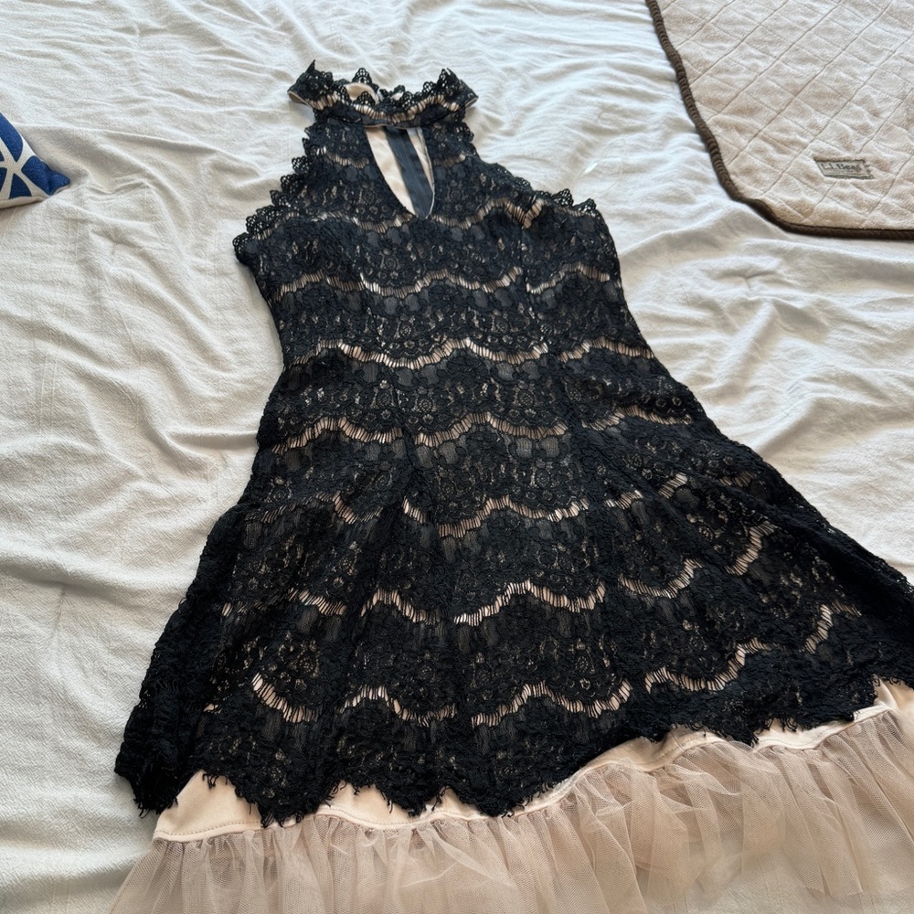Black and Nude Lace dress w Tutu under